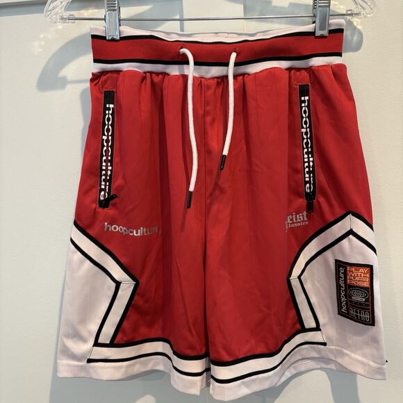Hoop Culture Basketball Shorts Men Small Red Mesh 7” Inseam - Picture 6 of 16